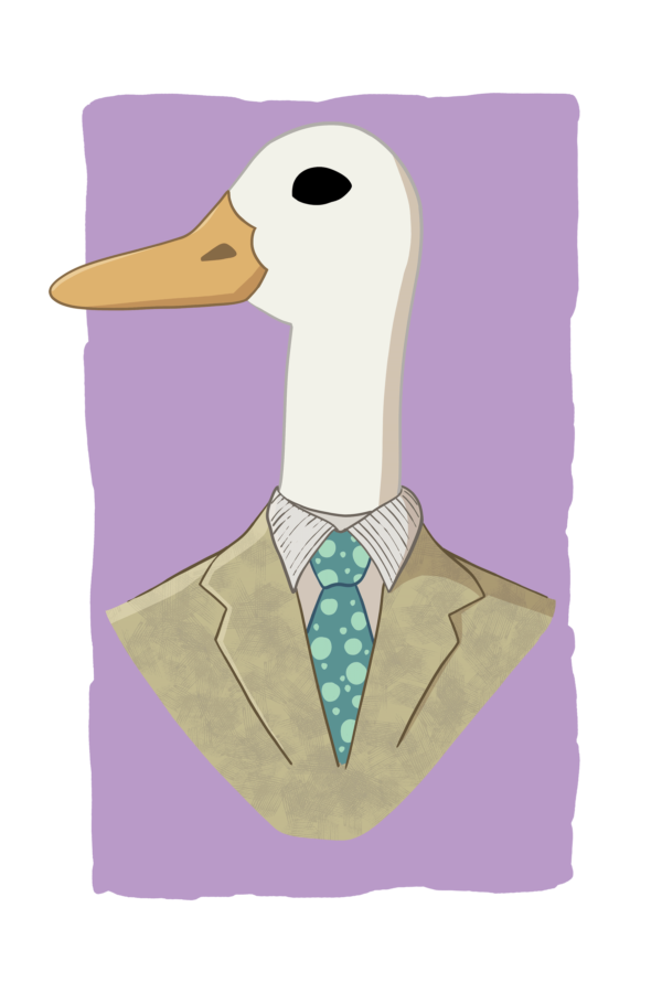 Goose In Suit Print